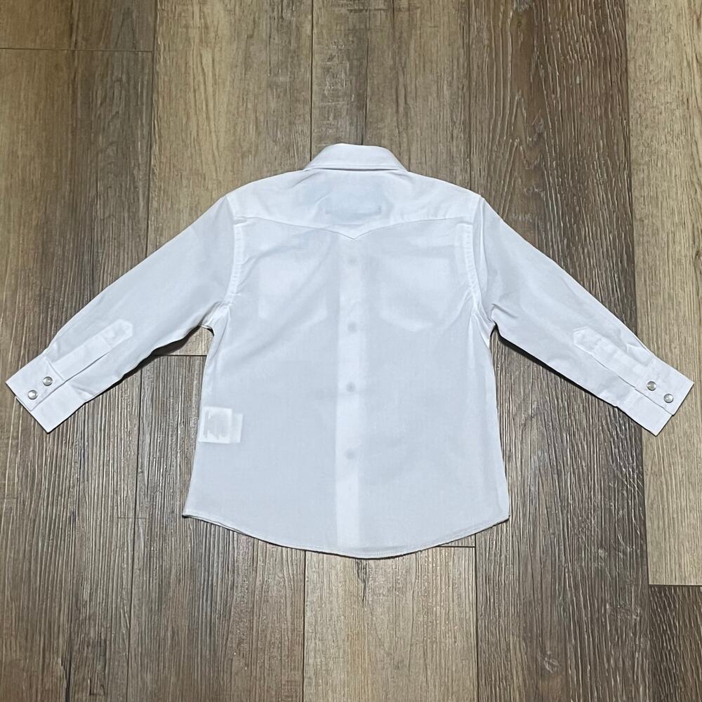 New Wrangler Boys Pearl Snap Long Sleeve Dress Shirt XXS 0-2 White Cowboy Rodeo - Picture 5 of 8